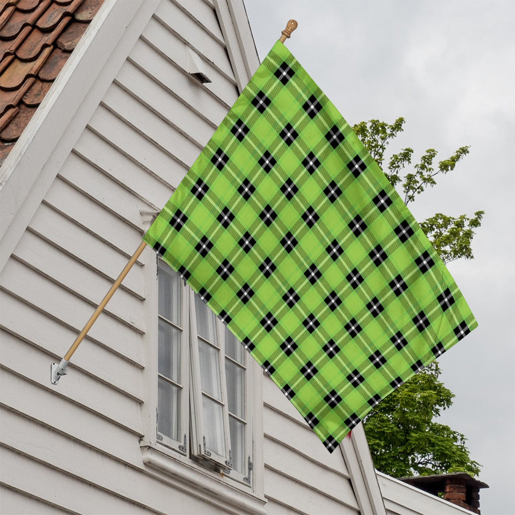 UFO Green Tartan Pattern Print House Flag