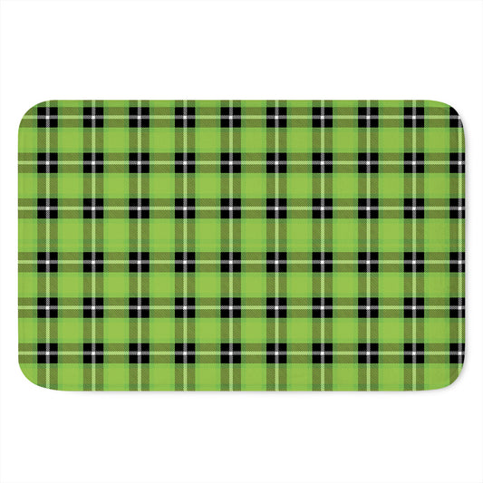 UFO Green Tartan Pattern Print Indoor Door Mat