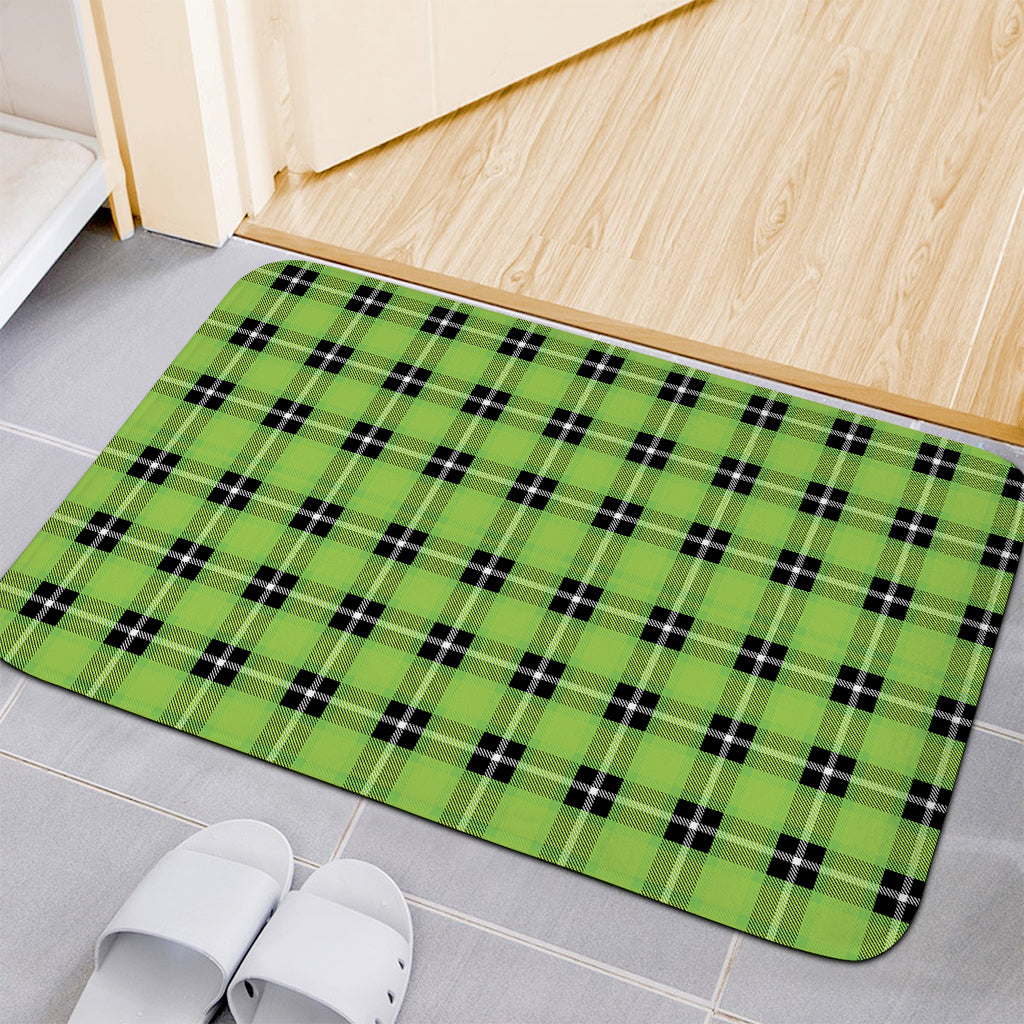 UFO Green Tartan Pattern Print Indoor Door Mat
