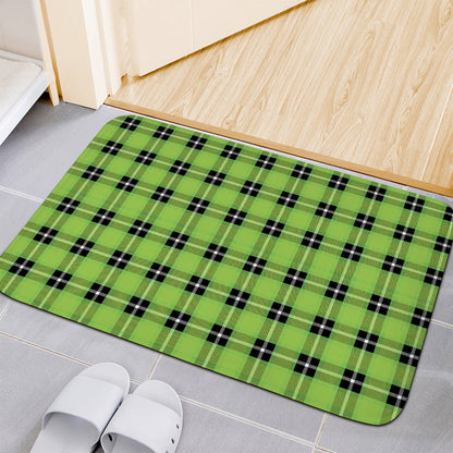 UFO Green Tartan Pattern Print Indoor Door Mat