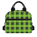 UFO Green Tartan Pattern Print Insulated Lunch Bag