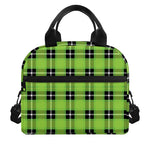 UFO Green Tartan Pattern Print Insulated Lunch Bag