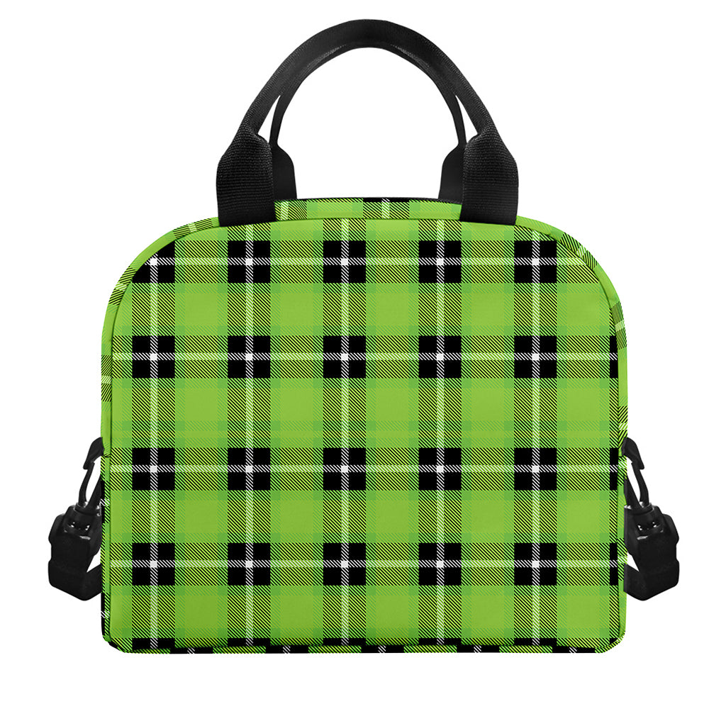 UFO Green Tartan Pattern Print Insulated Lunch Bag