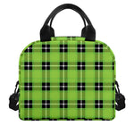 UFO Green Tartan Pattern Print Insulated Lunch Bag