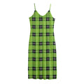 UFO Green Tartan Pattern Print Jersey Midi Cami Dress