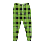 UFO Green Tartan Pattern Print Jogger Pants