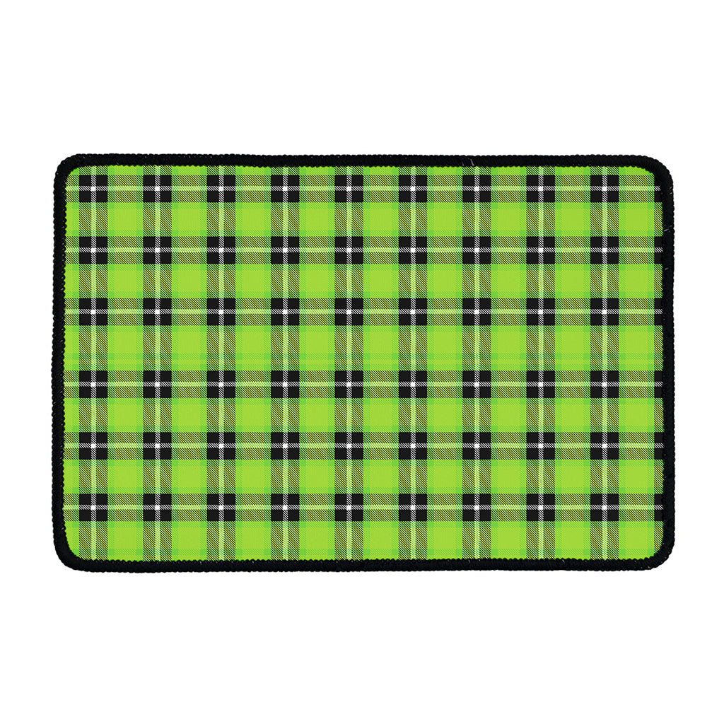 UFO Green Tartan Pattern Print Kitchen Mat