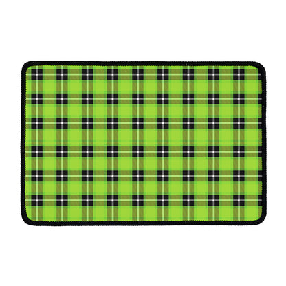 UFO Green Tartan Pattern Print Kitchen Mat