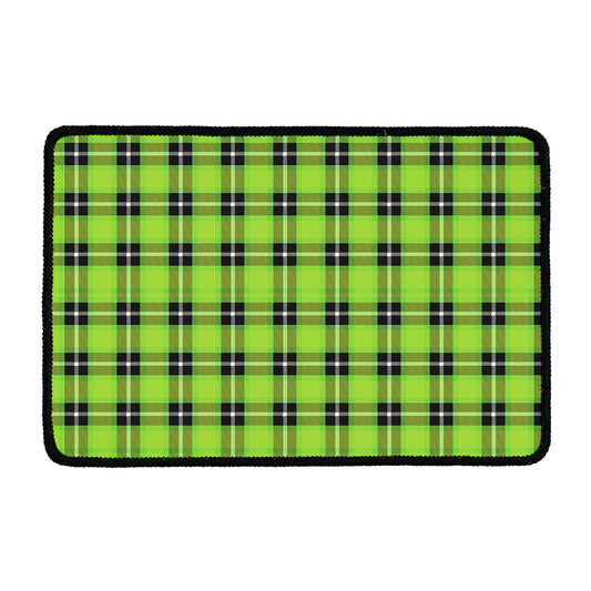 UFO Green Tartan Pattern Print Kitchen Mat