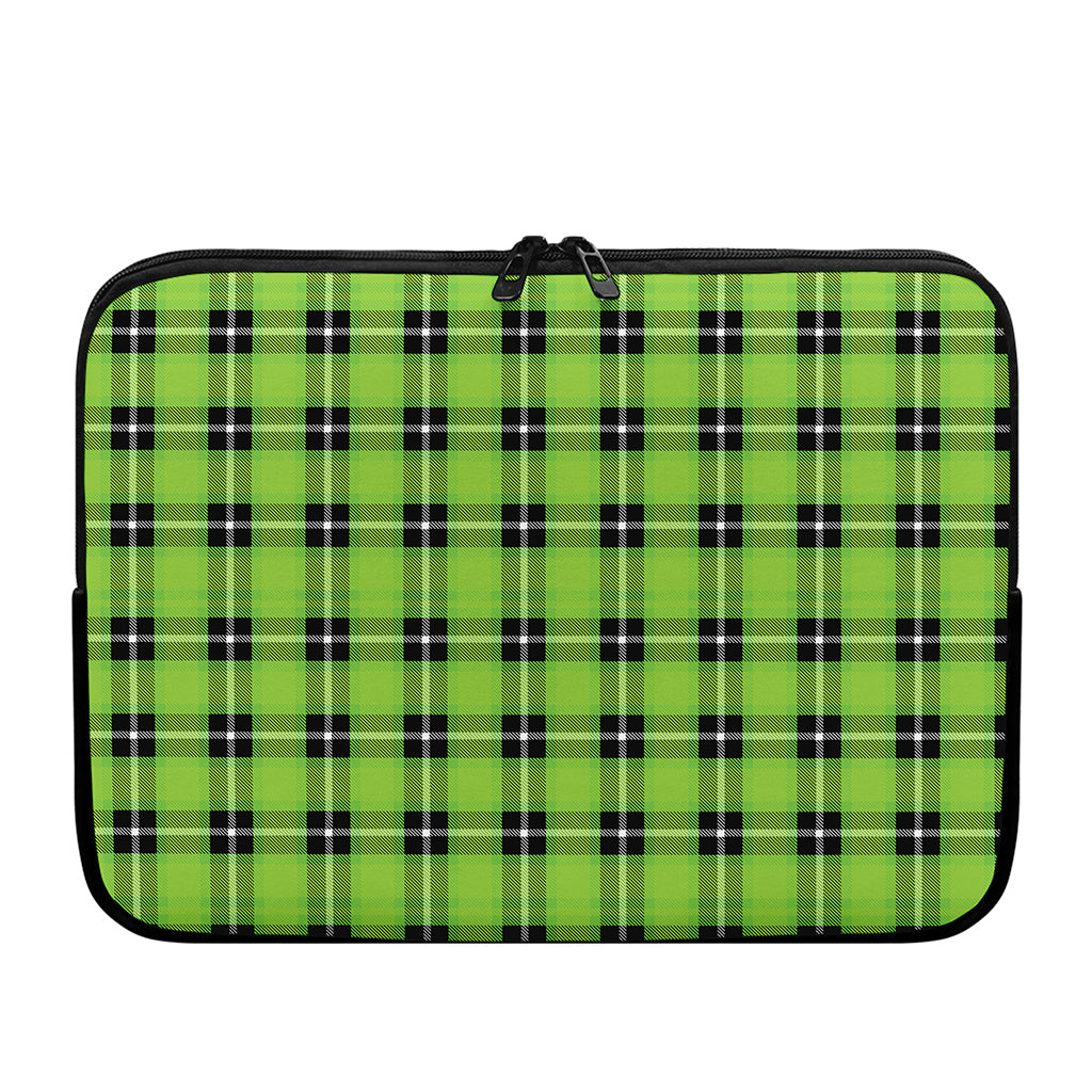 UFO Green Tartan Pattern Print Laptop Sleeve
