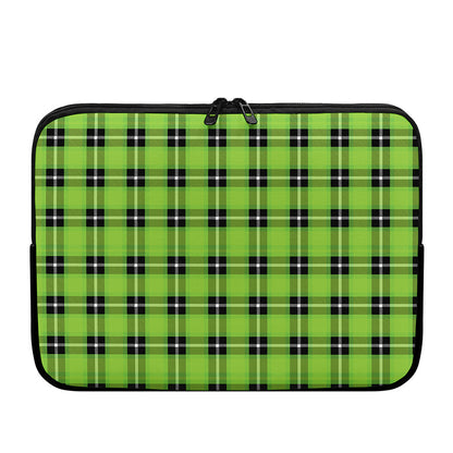 UFO Green Tartan Pattern Print Laptop Sleeve