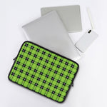 UFO Green Tartan Pattern Print Laptop Sleeve