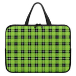 UFO Green Tartan Pattern Print Laptop Sleeve With Handle