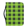 UFO Green Tartan Pattern Print Leather Bible Cover