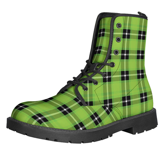 UFO Green Tartan Pattern Print Backpack