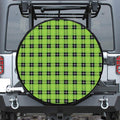 UFO Green Tartan Pattern Print Leather Spare Tire Cover
