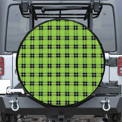 UFO Green Tartan Pattern Print Leather Spare Tire Cover