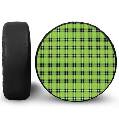 UFO Green Tartan Pattern Print Leather Spare Tire Cover