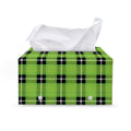 UFO Green Tartan Pattern Print Leather Tissue Box Cover