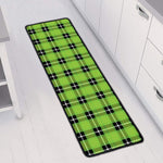 UFO Green Tartan Pattern Print Long Kitchen Mat