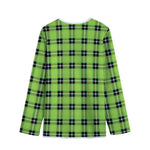 UFO Green Tartan Pattern Print Long Sleeve Short Coat