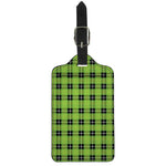UFO Green Tartan Pattern Print Luggage Tag