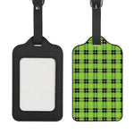 UFO Green Tartan Pattern Print Luggage Tag