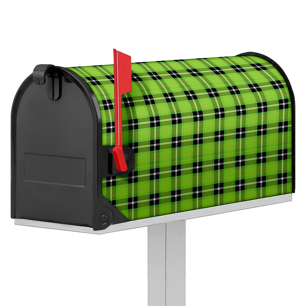 UFO Green Tartan Pattern Print Mailbox Cover