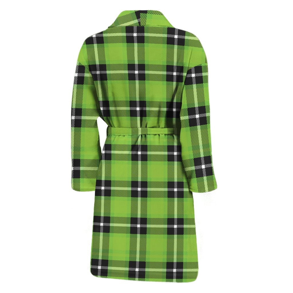 UFO Green Tartan Pattern Print Men's Bathrobe