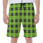 UFO Green Tartan Pattern Print Men's Beach Shorts
