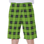 UFO Green Tartan Pattern Print Men's Beach Shorts