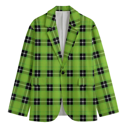 UFO Green Tartan Pattern Print Men's Blazer