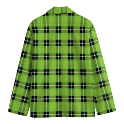 UFO Green Tartan Pattern Print Men's Blazer