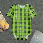 UFO Green Tartan Pattern Print Men's Bodysuit