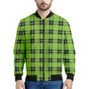 UFO Green Tartan Pattern Print Men's Bomber Jacket