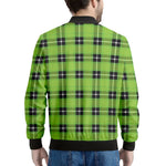 UFO Green Tartan Pattern Print Men's Bomber Jacket