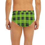 UFO Green Tartan Pattern Print Men's Briefs