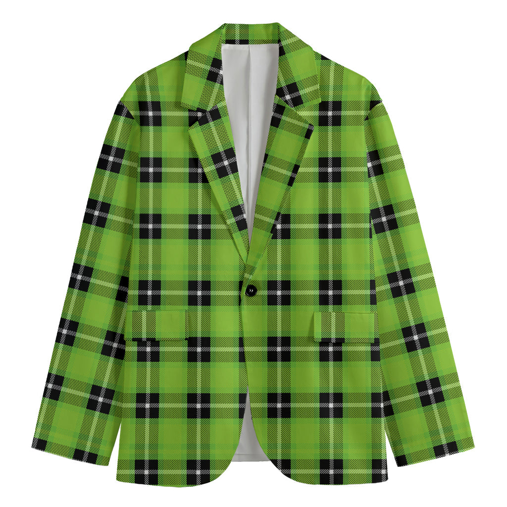UFO Green Tartan Pattern Print Men's Cotton Blazer
