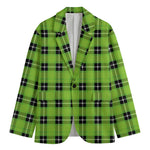 UFO Green Tartan Pattern Print Men's Cotton Blazer