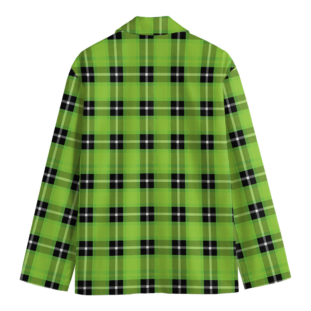 UFO Green Tartan Pattern Print Men's Cotton Blazer