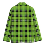 UFO Green Tartan Pattern Print Men's Cotton Blazer