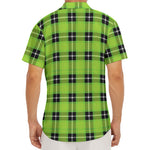 UFO Green Tartan Pattern Print Men's Deep V-Neck Shirt