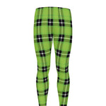 UFO Green Tartan Pattern Print Men's leggings