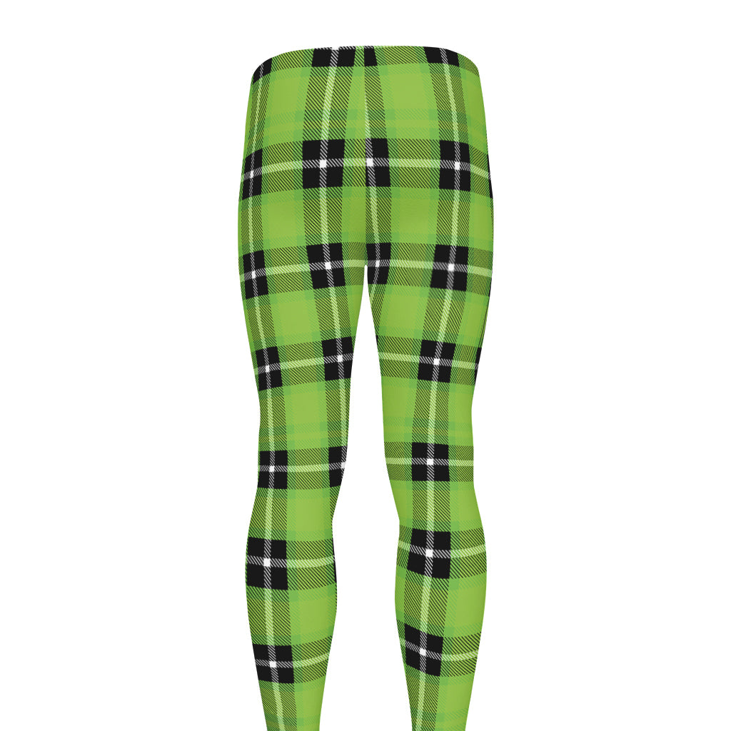 UFO Green Tartan Pattern Print Men's leggings