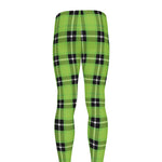 UFO Green Tartan Pattern Print Men's leggings