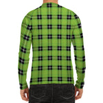 UFO Green Tartan Pattern Print Men's Long Sleeve Rash Guard