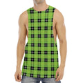 UFO Green Tartan Pattern Print Men's Muscle Tank Top