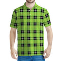 UFO Green Tartan Pattern Print Men's Polo Shirt