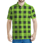 UFO Green Tartan Pattern Print Men's Polo Shirt