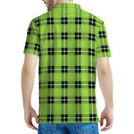 UFO Green Tartan Pattern Print Men's Polo Shirt
